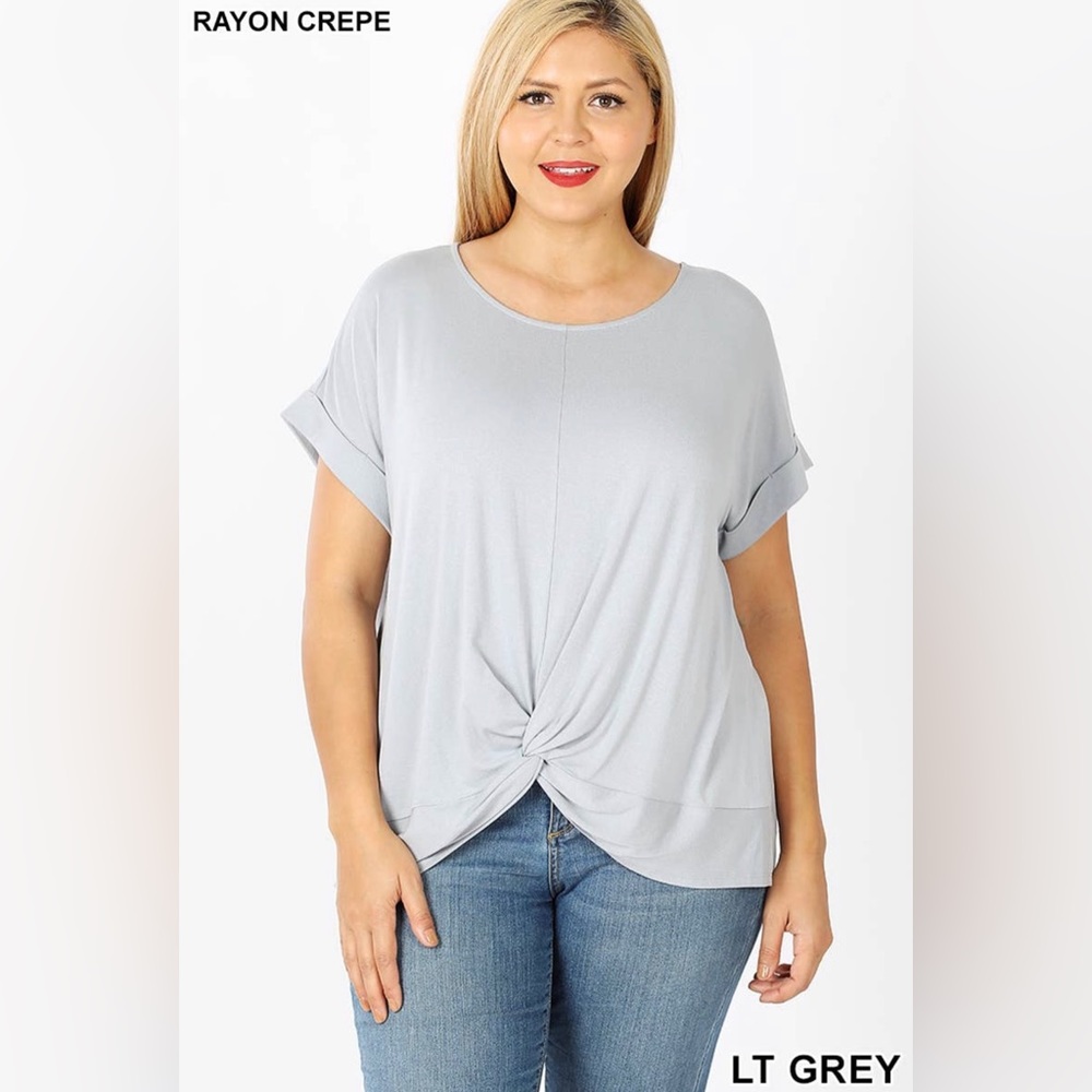 PS-T36-Plus Size Knot Front Top